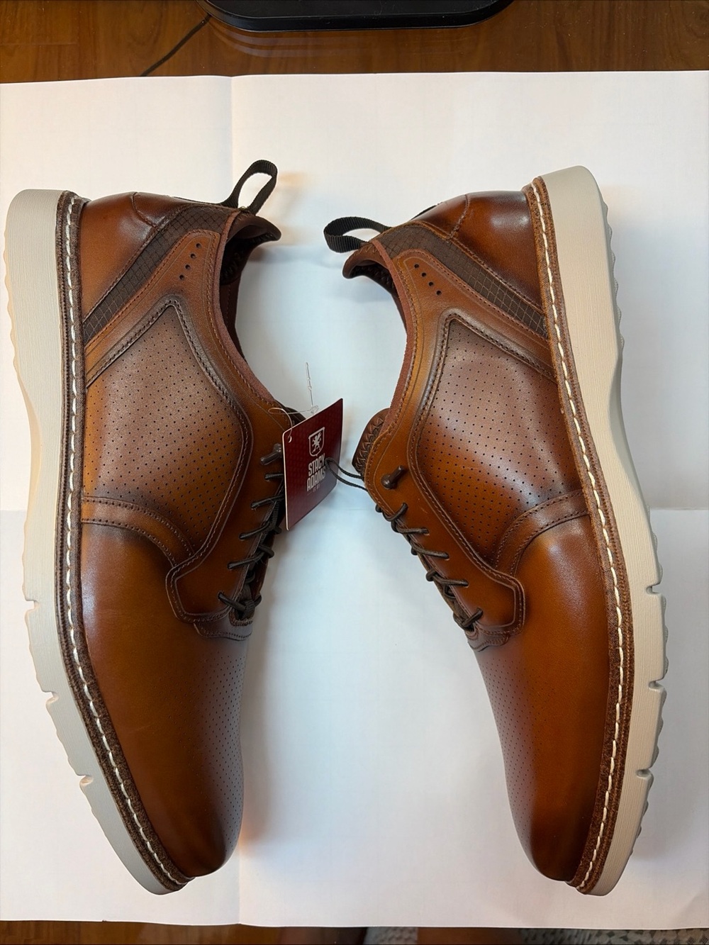 Stacy Adams Sync Plain Toe Elastic Mens Size 12 M Classic Lace Up Oxford Shoes
